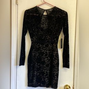 Lulus- Cor-Set to go - Black Velvet Burnout Print Dress